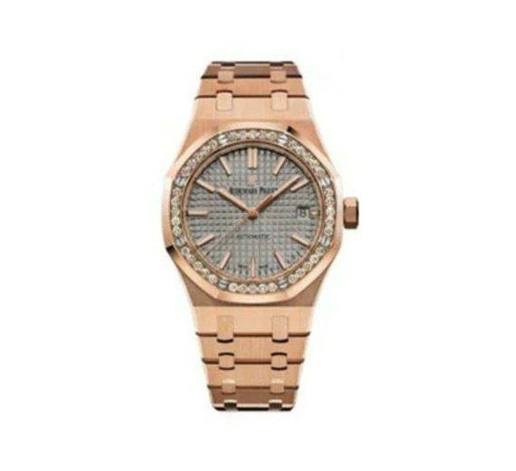 AUDEMARS PIGUET ROYAL OAK 18KT ROSE GOLD 37MM GREY NICKEL-TONED DIAL LADIES WATCH