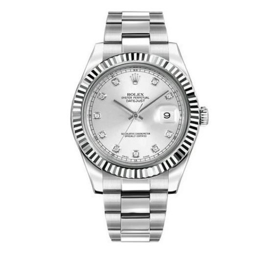 Rolex Datejust II 41 Silver Diamond Dial Men's Watch 116334-0007