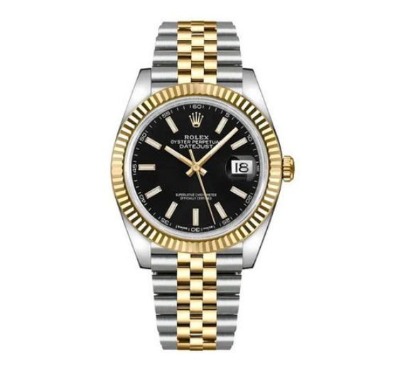 Rolex Datejust 41 Black Dial Men's Gold & Steel Watch 126333-0014